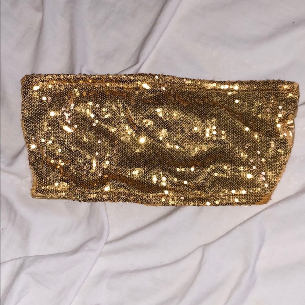 Gold metallic sequin halloween costume bandeau S
